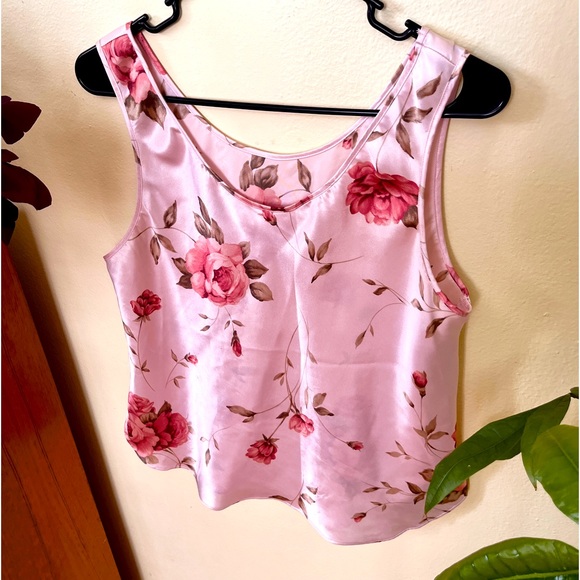 Sarah Bentley Tops - Vintage Sarah Bentley Light Pink Sleeveless Top Roses Floral, Size Large